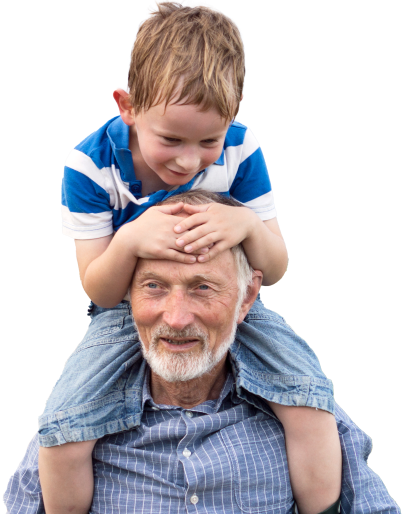 Man carrying grandchild